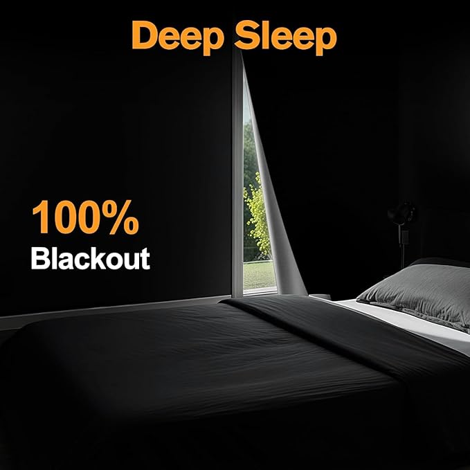 Blackout Blind，118x57 inches Portable Black Out Blinds Stick On Window