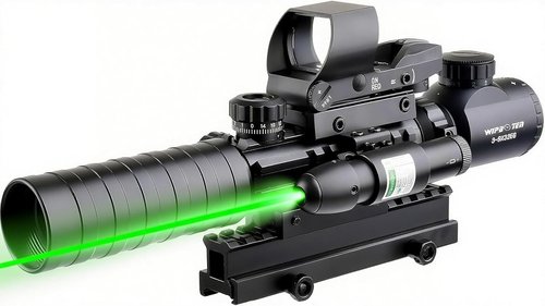 3-9x32EG Rangefinder Scope - Red/Green Dot Sight with Green Laser & Riser Mount for 20mm Rail