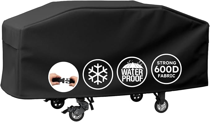 MR. COVER Upgraded for Blackstone 36 Inch Griddle, 600D Heavy Duty Waterproof Cover with Large Air Vent and Straps, Also Fits More 4-Burner Flap Top Grill, Black