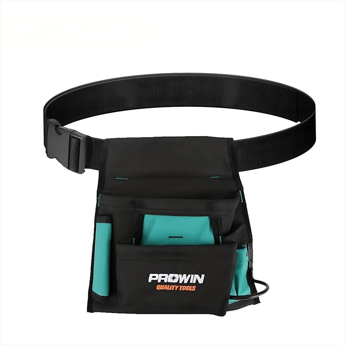 PROWIN Heavy Duty Waterproof Tool Bag with Adjustable Belt, Multi-Size Carpenter, Plumber, Electrical Garden Tool Pouch with Hammer Holder, Abrasion-Resistant Large Capacity FITS UP T0 48" WAISTS