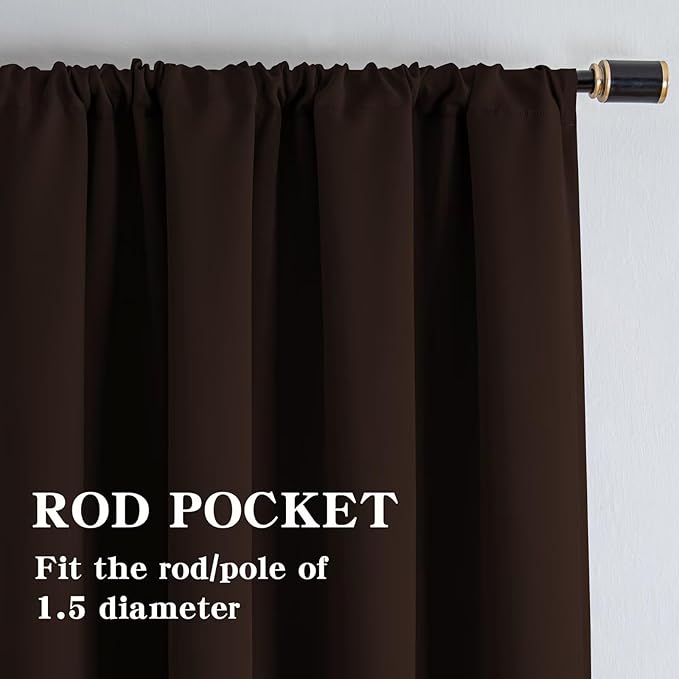 IGEMAEVE Blackout Curtains 90 Inch Length 2 Panels Set, Rod Pocket Energy