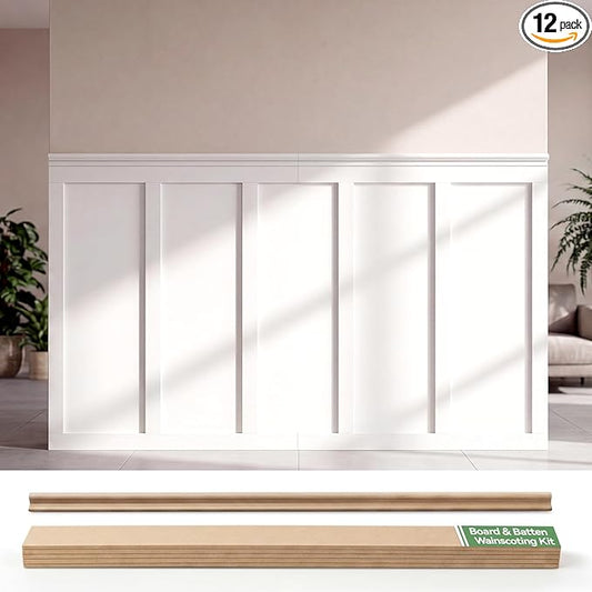 12 Pcs MDF Board and Batten Wall Panel Kits