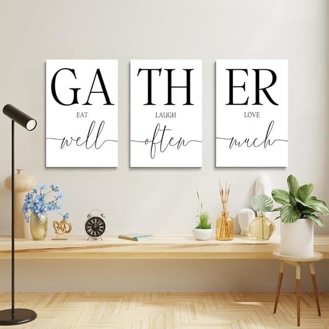 GUBIYU Large Gather Signs for Home Decor, Framed Kitchen Wall Art Farmhouse