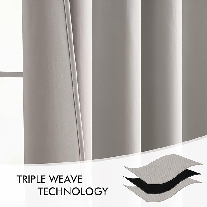 MIULEE Stone Back Tab Blackout Curtains 72 Inches Long 2 Panels Set