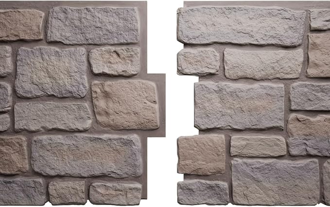 EverStone Cobblestone Faux Stone Panel, Harbor Mist Color