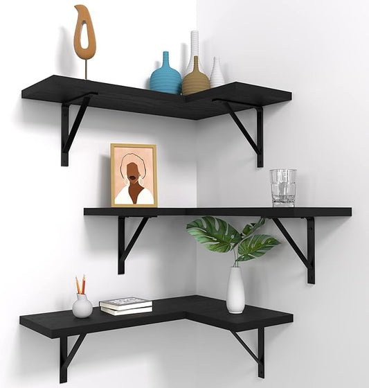 NATURE'S SOURCE Corner Floating Shelves, Corner Shelf Wall Mounted, Shelves