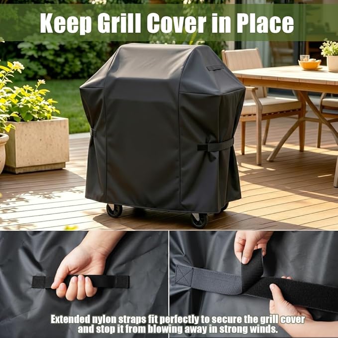 Grill Cover, 32-inch Heavy Duty Oxford Outside Waterproof Grill Covers, Dust-Proof Windproof UV Resistant BBQ Gas Cover Fit Most Brands Char Broil, Weber, Brinkmann, Holland