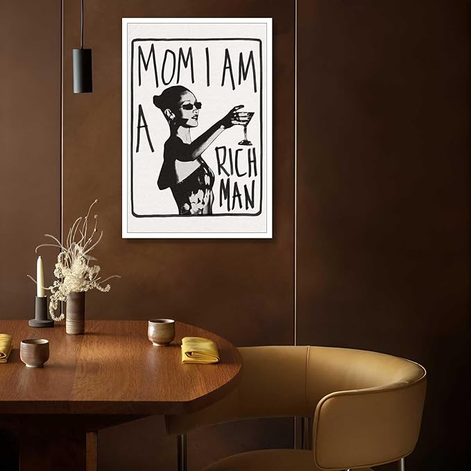 Liyark Mom I Am A Rich Man Aesthetic Retro Music Goblet Poster Feminist canvas