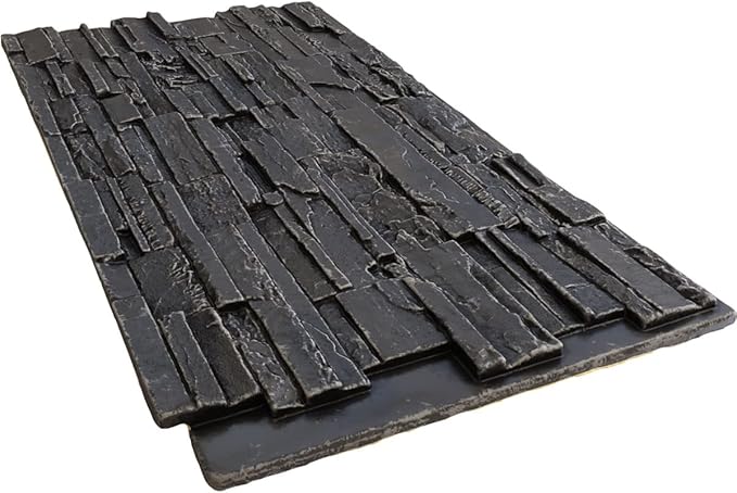 EverStone Cascade Faux Stone Panel, 48 5/8"W x 24 3/4"H x 1 1/4"D, Dark River