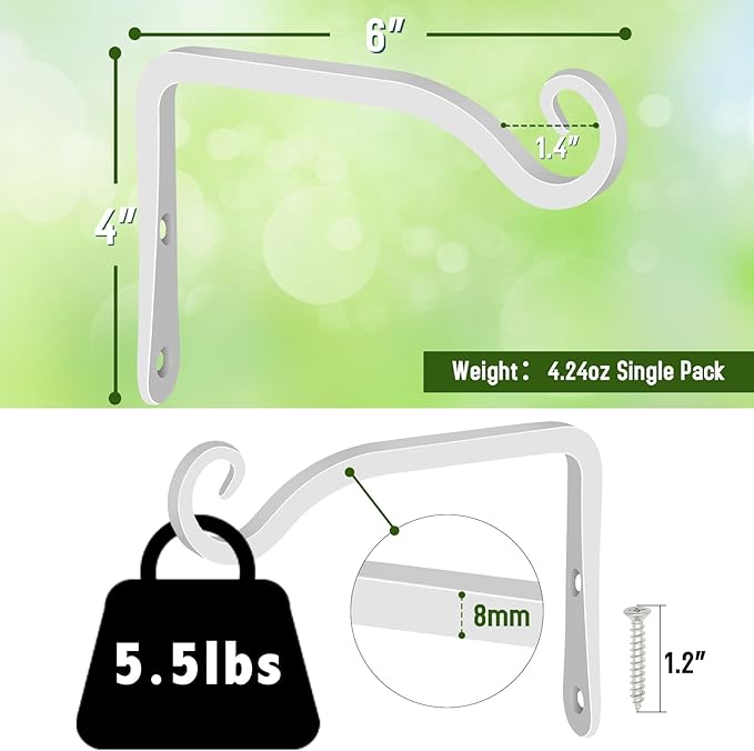FEED GARDEN Hand-Forged Hanging Plant Bracket Iron Wall Hook
