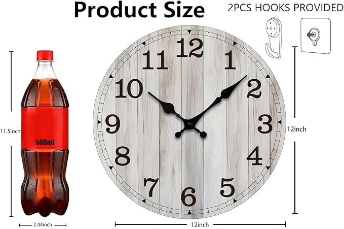Wall Clock, Modern Wall Clocks Battery Operated, Silent Non Ticking Clock