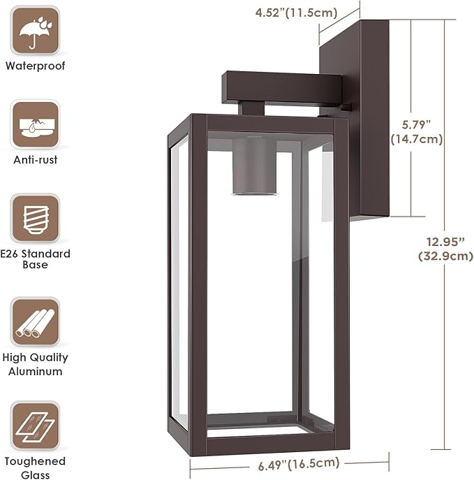 MAXvolador Outdoor Wall Sconce, Exterior Waterproof Wall Lantern Light Fixture