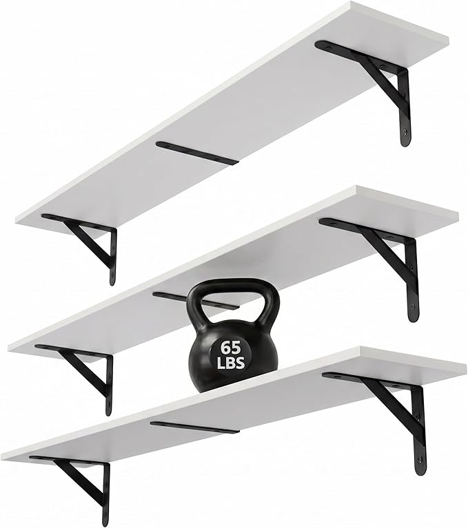 WOPITUES Floating Shelves for Wall 32″W x 8″D, Long Wall Mounted Shelves Set of