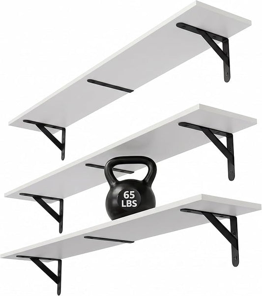 WOPITUES Floating Shelves for Wall 32″W x 8″D, Long Wall Mounted Shelves Set of