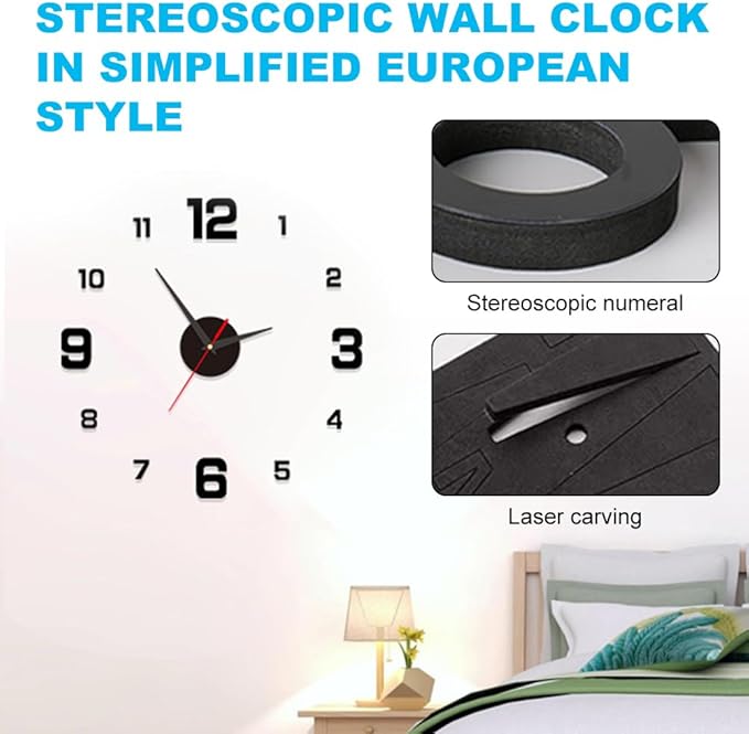 3D DIY Luminous Dial Acrylic Frameless Silent Wall Clock