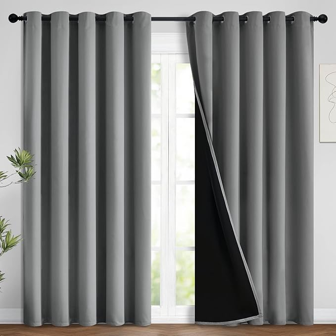 Yakamok 100% Blackout Lined Panels, Thermal Insulated Blackout Curtains