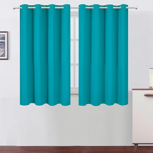 LEMOMO Blackout Curtains 66 x 54 Inch Long Teal Curtains Set of 2 Panels Room