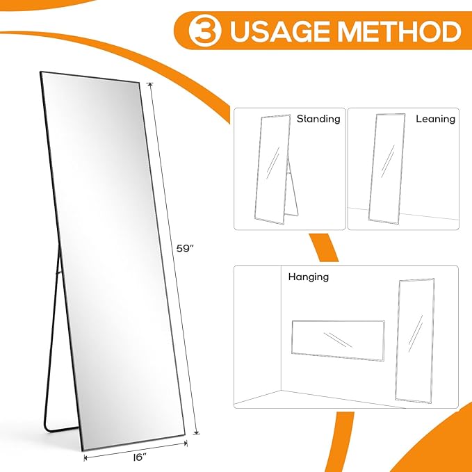 Mirror Full Length, Upgraded 16"x59" Body Wall Mirrors