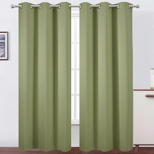 LEMOMO Sage Green Thermal Blackout Curtains/42 x 95 Inch/Set of 2 Panels Room