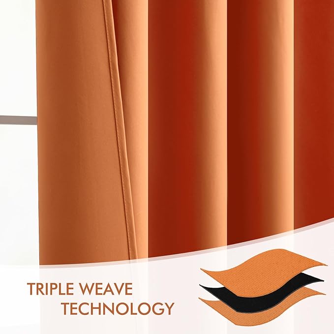 MIULEE 2 Panels Orange Back Tab Blackout Curtains 84 Inch Length