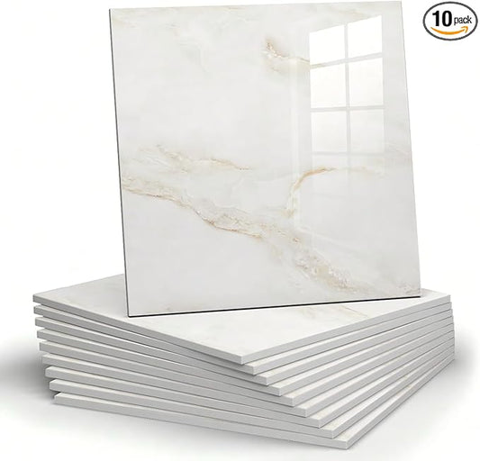 Chejiaye 10pcs Marble Peel and Stick Backsplash Waterproof Washroom Wall Panels