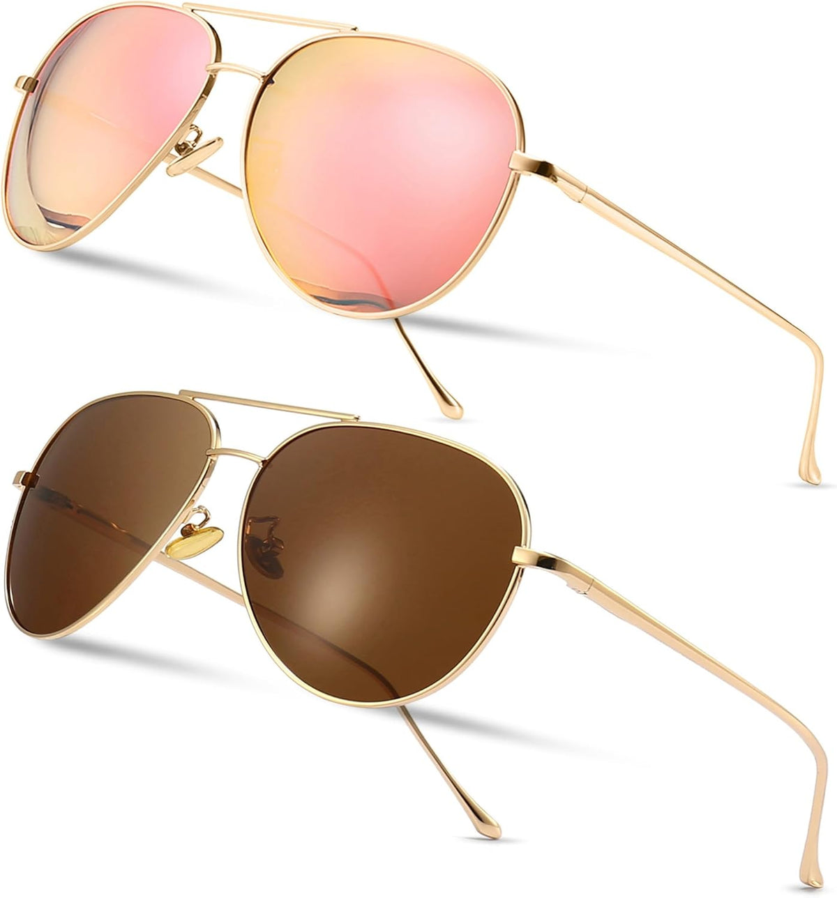 SUNGait Women's Aviator Sunglasses - Lightweight Oversized Design with Mirrored Polarized Lenses