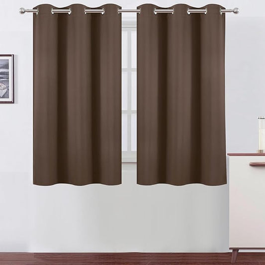 LEMOMO Chocolate Brown Blackout Curtains 42 x 54 Inch Length Set of 2 Panels