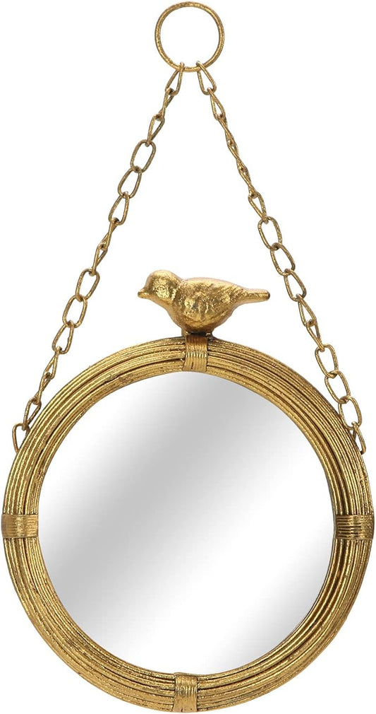 NIKKY HOME 6.7 Inch Decorative Small Hanging Mirrors Vintage Round Metal Framed
