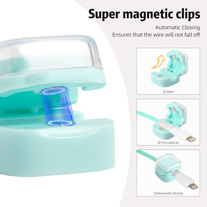 Magnetic Cable Clips Cord Organizer Holder, 6 Pack Adhesive Wire Holder Keeper Organizer USB Charging Cable Storage Holder for Home Office Phone Car Wall Desktop Nightstand Kitchen (Blue)