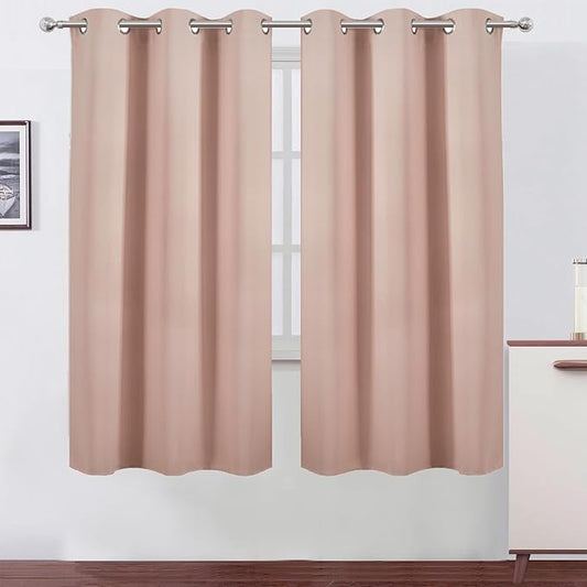 LEMOMO Blush Thermal Blackout Curtains/42 x 72 Inch/Set of 2 Panels Room