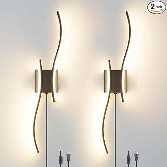 Daunton Modern Plug in Wall Sconce Set of 2, 3CCT Adjustable & Memory Function