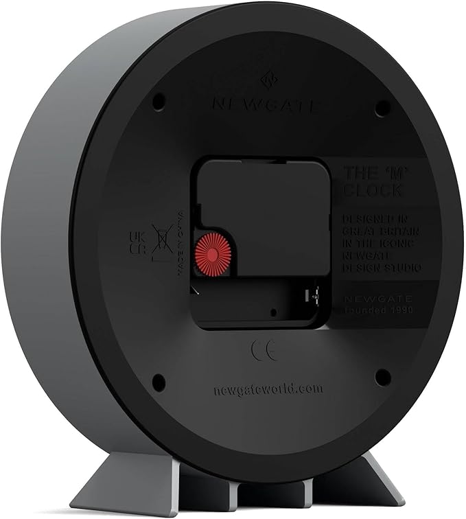 NEWGATE® M Mantel Echo Desk Clock | Modern Round Design | Posh Gray | Easy to Read Numbers | Contemporary Style for Desk, Table, Shelf or Bedside