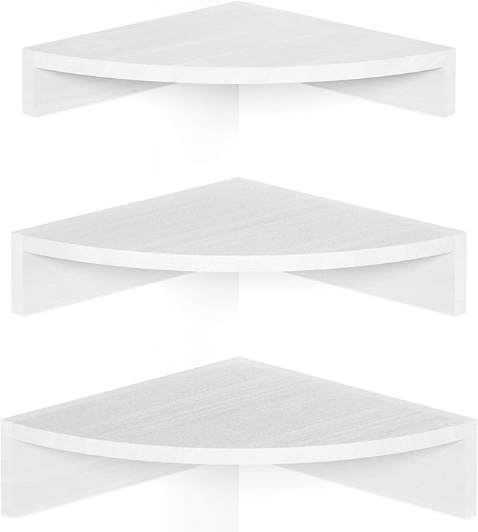 Alsonerbay White Corner Shelf Wall Mount, Rustic Wood Shelves