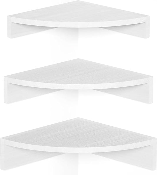 Alsonerbay White Corner Shelf Wall Mount, Rustic Wood Shelves