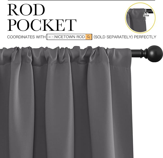 NICETOWN Grey Window Curtains for Bedroom
