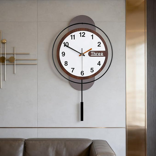 Dankeit Modern Wall Clock with Oak Wood Dial and Silent Movement, 12.6x22.8