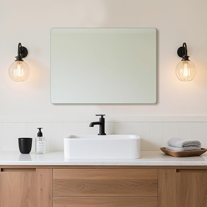 Frameless Mirror, Rectangle Bathroom Mirror