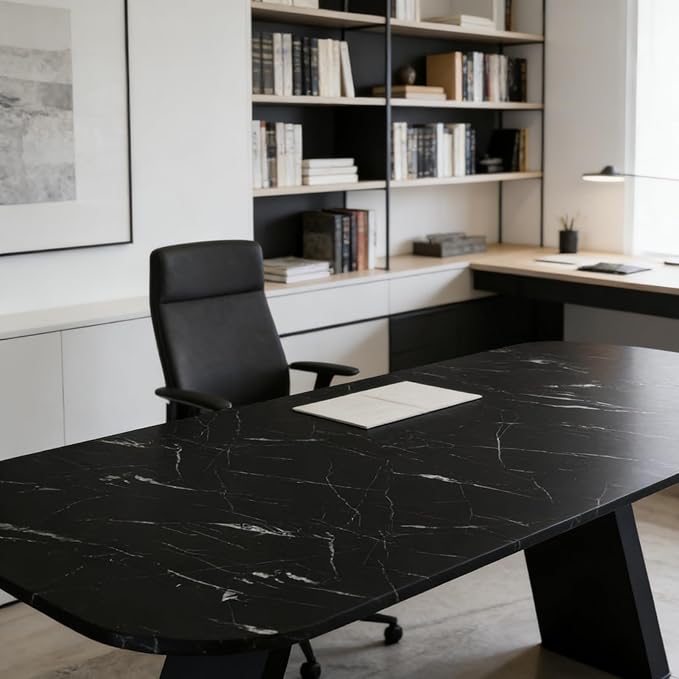 Abyssaly Black Marble Contact Paper Peel and Stick Countertops Waterproof Matte