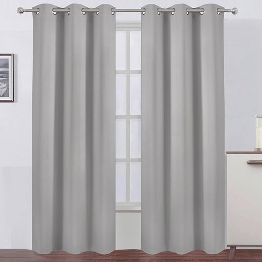 LEMOMO Blackout Curtains 38 x 84 inch/Light Grey Curtains Set of 2