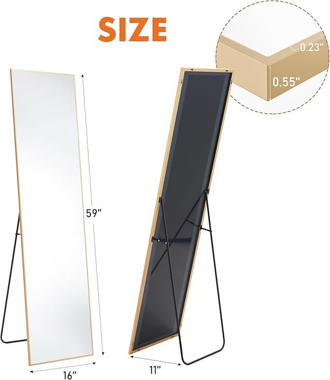 DUMOS Gold Full Length Mirror 59"x16.5" Full Body Floor Mirror