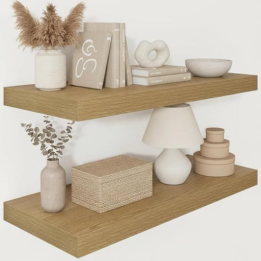 Vivelove 12 Inch Deep Floating Shelves 30 inch Long, 2 Inch Thick Wall Shelves