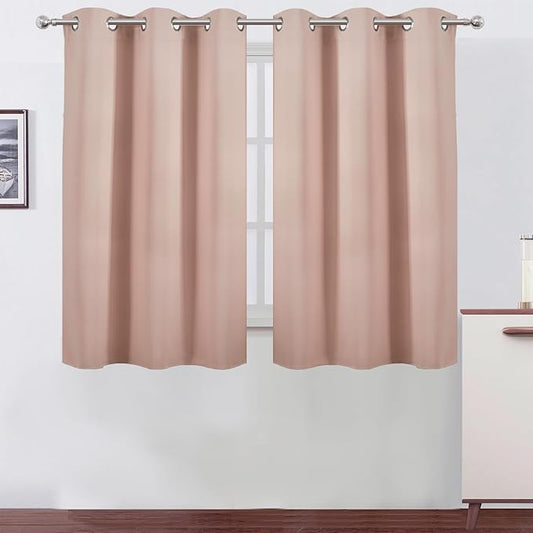 LEMOMO Blush Blackout Curtains/38 x 54 Inch/Set of Two Panels Grommet Living