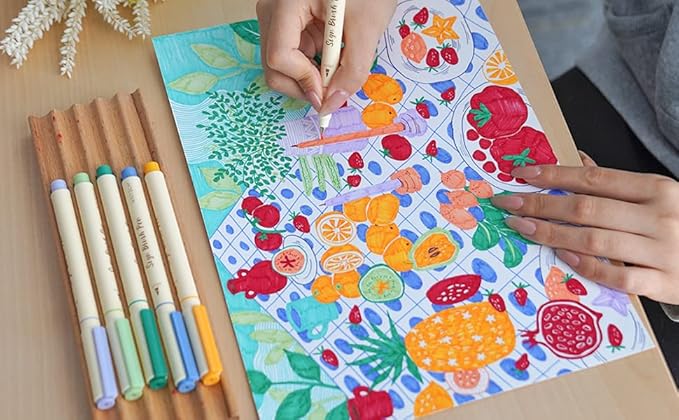 WRITECH Arts Sign Brush Pen Brush Tip Marker Felt Tip Water Based Ink Color Pens 12 Assorted Pastel Colors Great for Lettering, Journaling, Calligraphy (Natural)