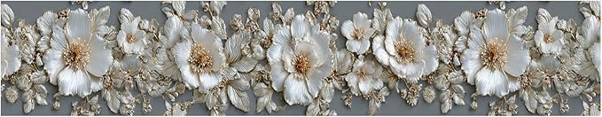 Pearl Wallpaper Border 196x4 Inch Peel and Stick Wall Border Elegant Gray White