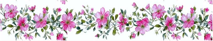 Pink Floral Wallpaper Border 196x4 Inch Peel and Stick Wall Border Self