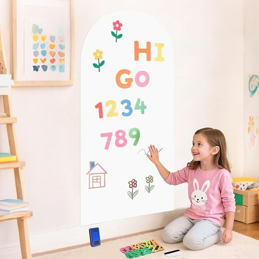 Arch Magnetic Wall Decal for Kids 39.3x17.5 Inch White Magnetic Chalk Board