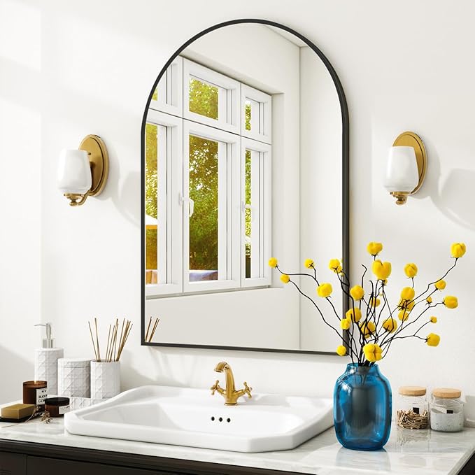 VooBang Arched Wall Mirror, 24 x 36 inch Arch Bathroom Mirror, Wall Mounted