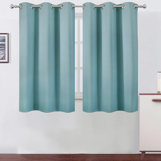 LEMOMO Stone Blue Blackout Curtains/38 x 54 Inch/Set of Two Panels Grommet