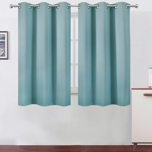 LEMOMO Stone Blue Blackout Curtains/38 x 54 Inch/Set of Two Panels Grommet