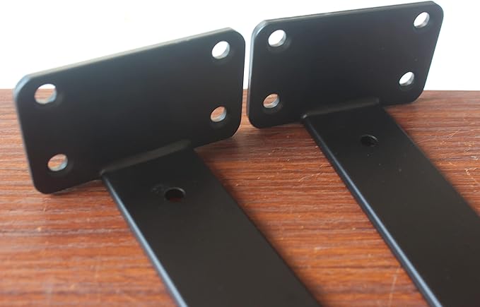 6 Pack - 11 inch Black Hidden L Shelf Bracket Iron Floating Shelf Brackets